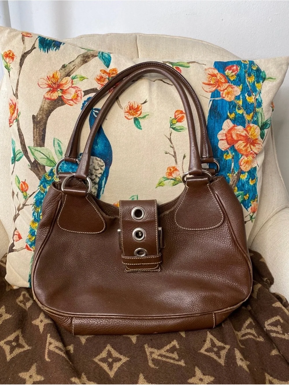 Prada Vitello Daino Buckle shoulder bag